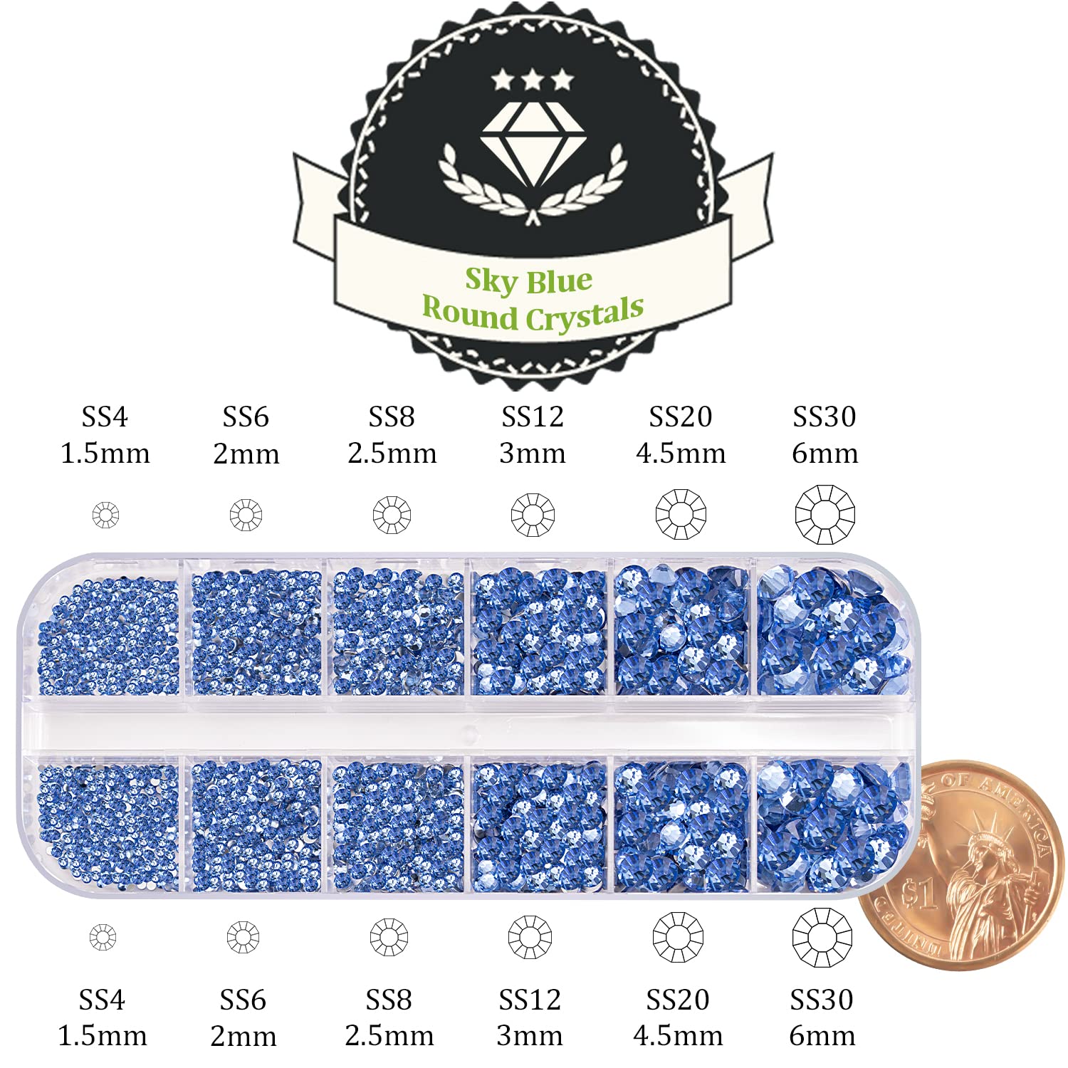 Two Packs Of Flatback Rhinestones 4520 Pcs Colorful Nail Art Rhinestones Flatback Crystal Colorfulsky Blue Rhinestone With Picke