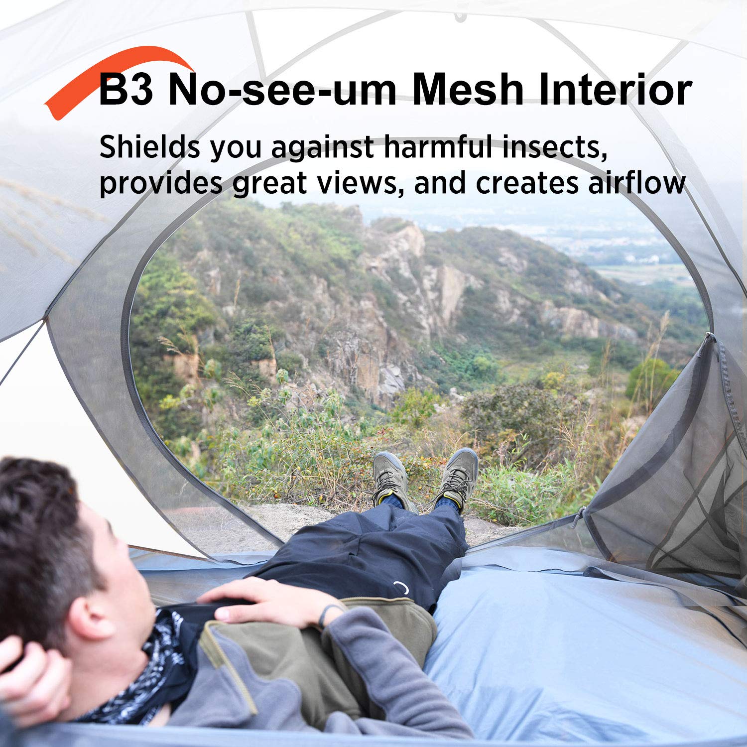 Bisinna 2 Person Camping Tent Lightweight Backpacking Tent Waterproof Windproof Two Doors Easy Setup Free Standing Double Layer