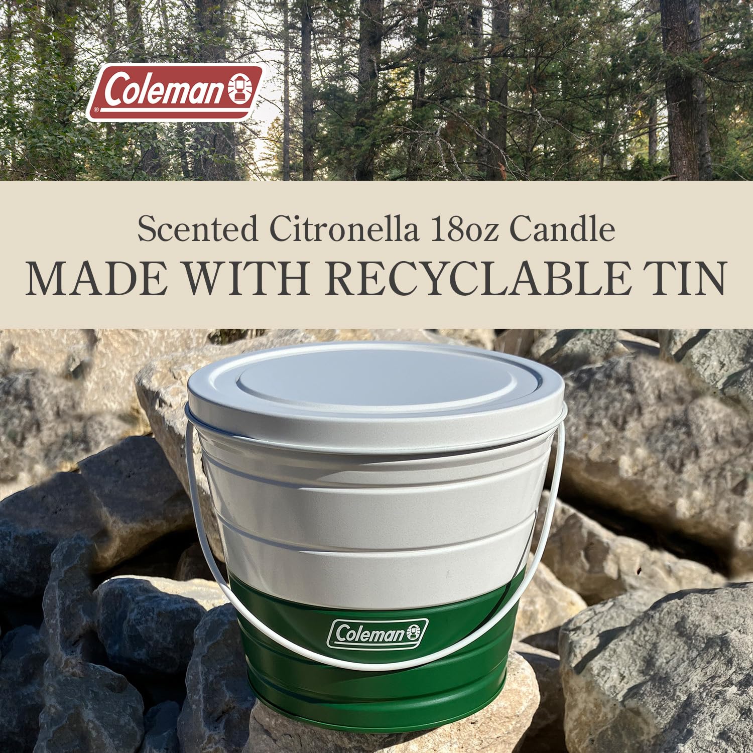 Coleman Citronella Candle 18oz - 30+ Hour Burn Time, Outdoor Candle with Single Wick & Recyclable Tin for Camping, Patio, & Back