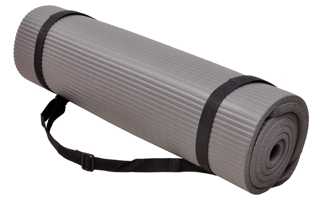 Balancefrom All Purpose 1/2-Inch Extra Thick High Density Anti-Tear Exercise Yoga Mat And Knee Pad With Carrying Strap, Gray
