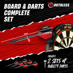 Ruthless Hot Shot Dart Board  Endurance Round Wire Sisal Dartboard Including 2 Sets Of Steel Tip Darts (Db073)