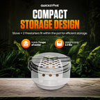 Quickstove Portable Stove Kit With Camping Pot & 2 Fire Starters, Lightweight Stainless Steel Wood Burning Stove For Emergency P