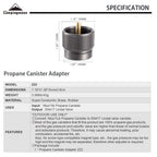 Campingmoon Small Propane To Butane Adapter, Input: 16Oz/1Lb Small Propane Canister, Output: En417 Lindal Valve Z22