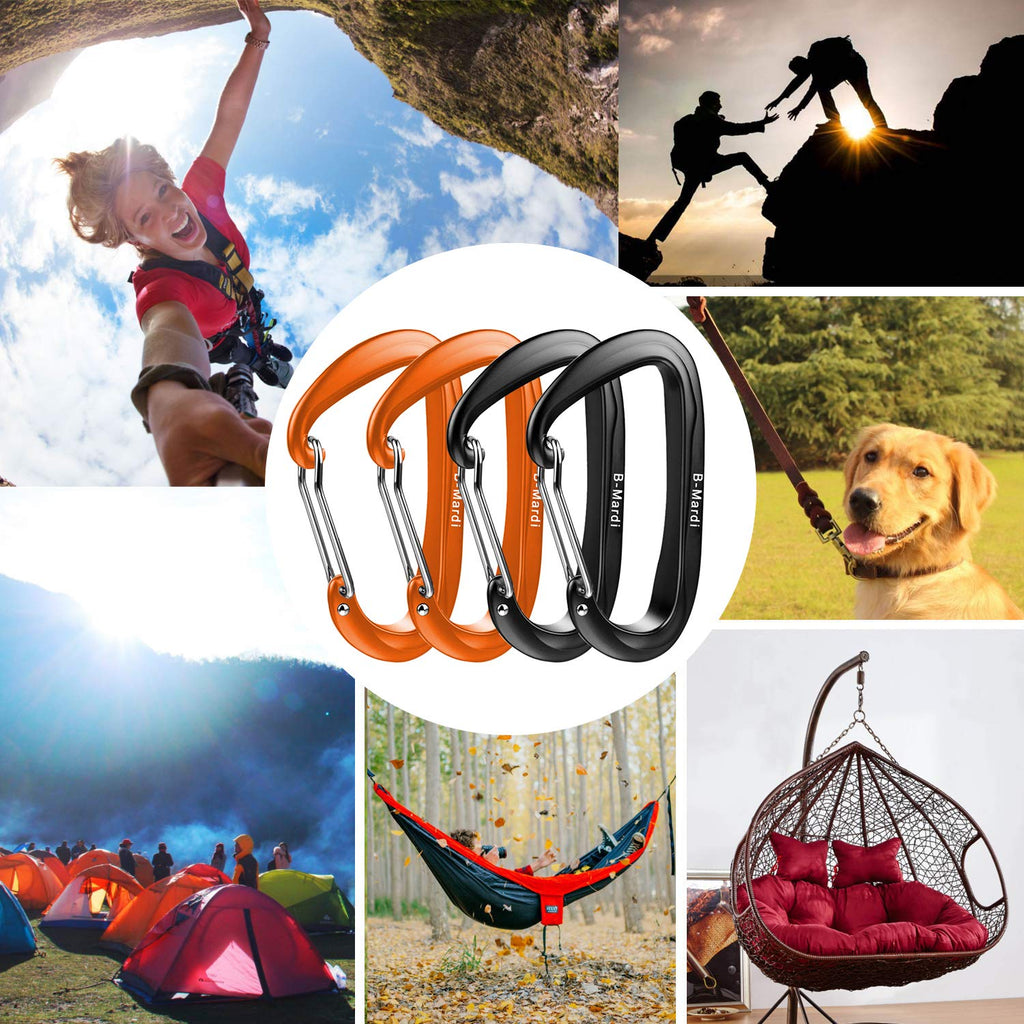 B-Mardi Lightweight Heavy Duty Locking Carabiner Clips-12Kn (2697 Lbs) Caribiniers For Hammocks,Keychain & Utility