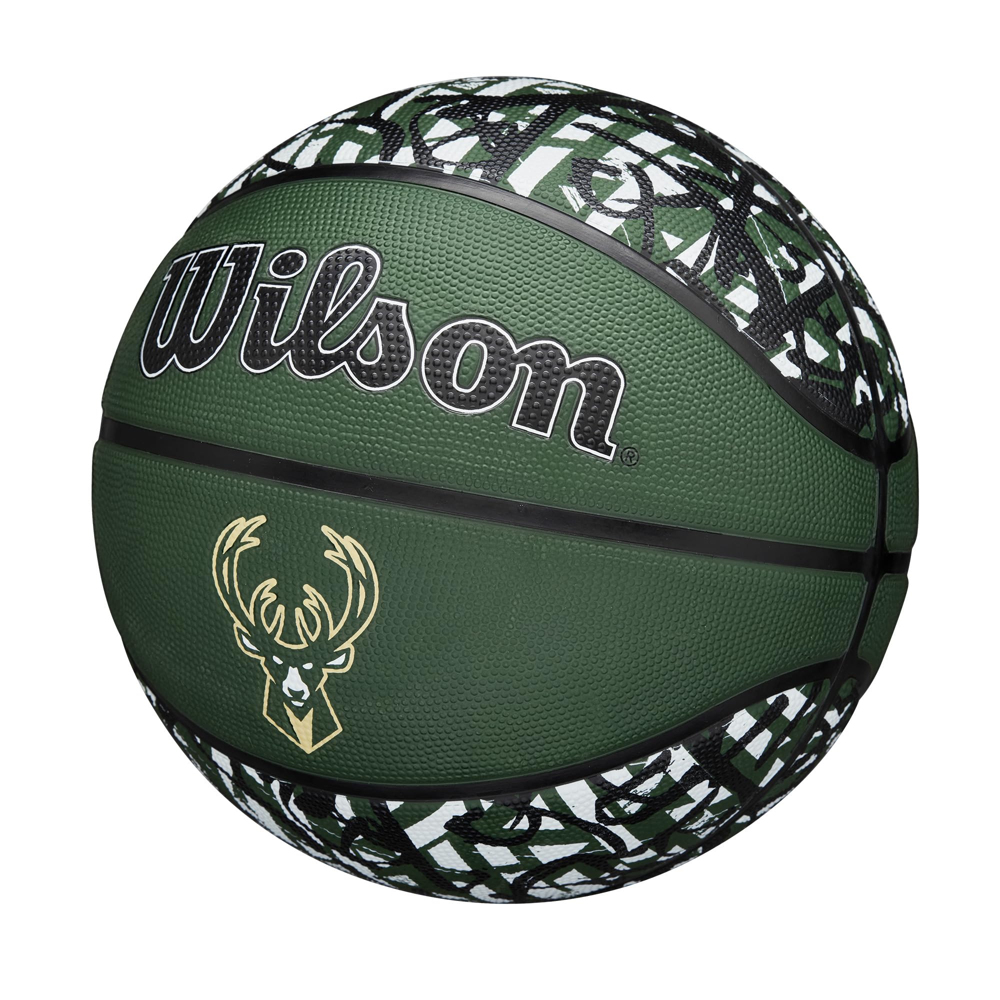 Wilson Nba Team Graffiti Basketball - Milwaukee Bucks, Size 7-29.5''