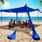 Besuhot Beach Tent Sun Shelter 10X10Ft Beach Shade Canopy With 8 Sandbags, Upf 50+ Protection Beach Shade Canopy, Outdoor Tent F