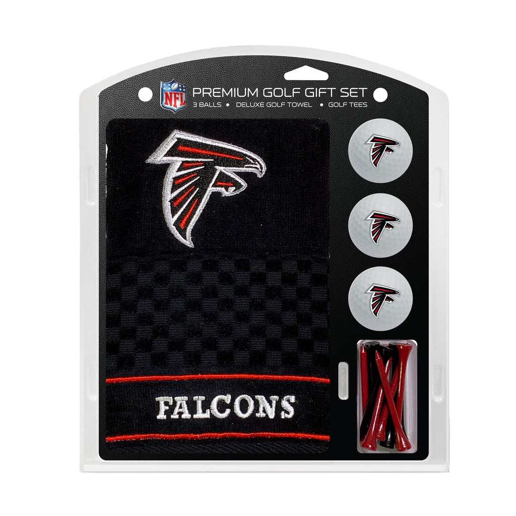 Team Golf Nfl Atlanta Falcons Gift Set: Embroidered Golf Towel, 3 Golf Balls, And 14 Golf Tees 2-3/4'' Regulation, Tri-Fold Towe