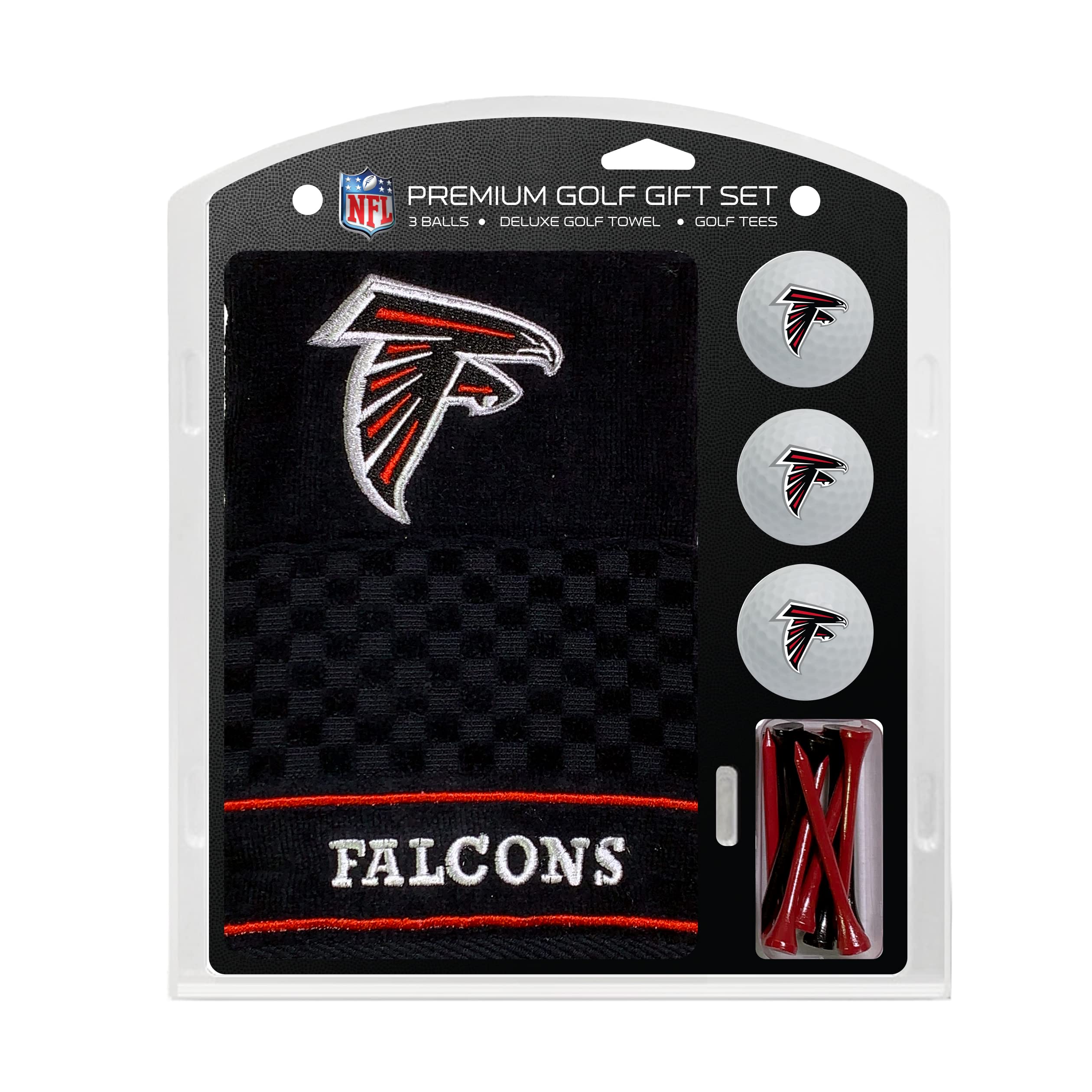 Team Golf Nfl Atlanta Falcons Gift Set: Embroidered Golf Towel, 3 Golf Balls, And 14 Golf Tees 2-3/4'' Regulation, Tri-Fold Towe