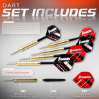 Franklin Sports Steel Tip Darts Set - 6 Pack Of 18 Gram Steel Darts - Removable Standard Nylon Flights And Brass Barrels - Light