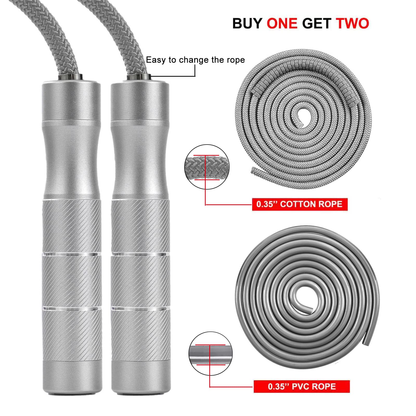 Gaoykai Weighted Jump Rope Fitness For Women Men,1Lb Tangle-Free Skipping Rope For Muay Thai Training Crossfit Workout Aluminum