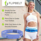 FlipBelt Zipper Running Belt, Waist Pack for Fitness and Running Fanny Pack for Women Men Phone Keys Money US Company - [Periwin