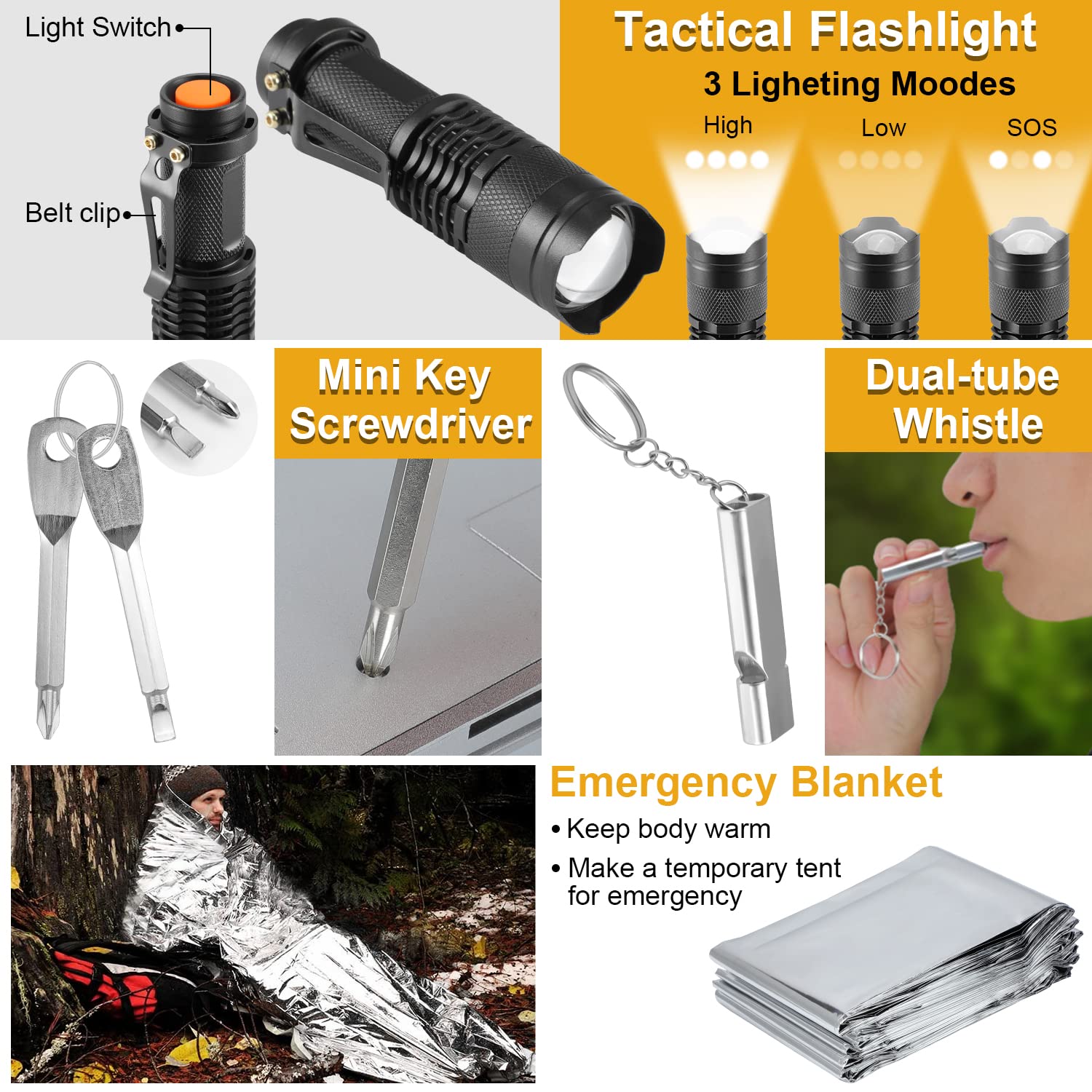 Survival Kits, Gift For Men Dad Husband, Emergency Survival Gear And Equipment 19 In 1, Fishing Hunting Birthday For Men, Campin