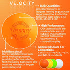 Velocity Lacrosse Balls - 120 Packs - Official Nfhs And College Approved Size - Orange