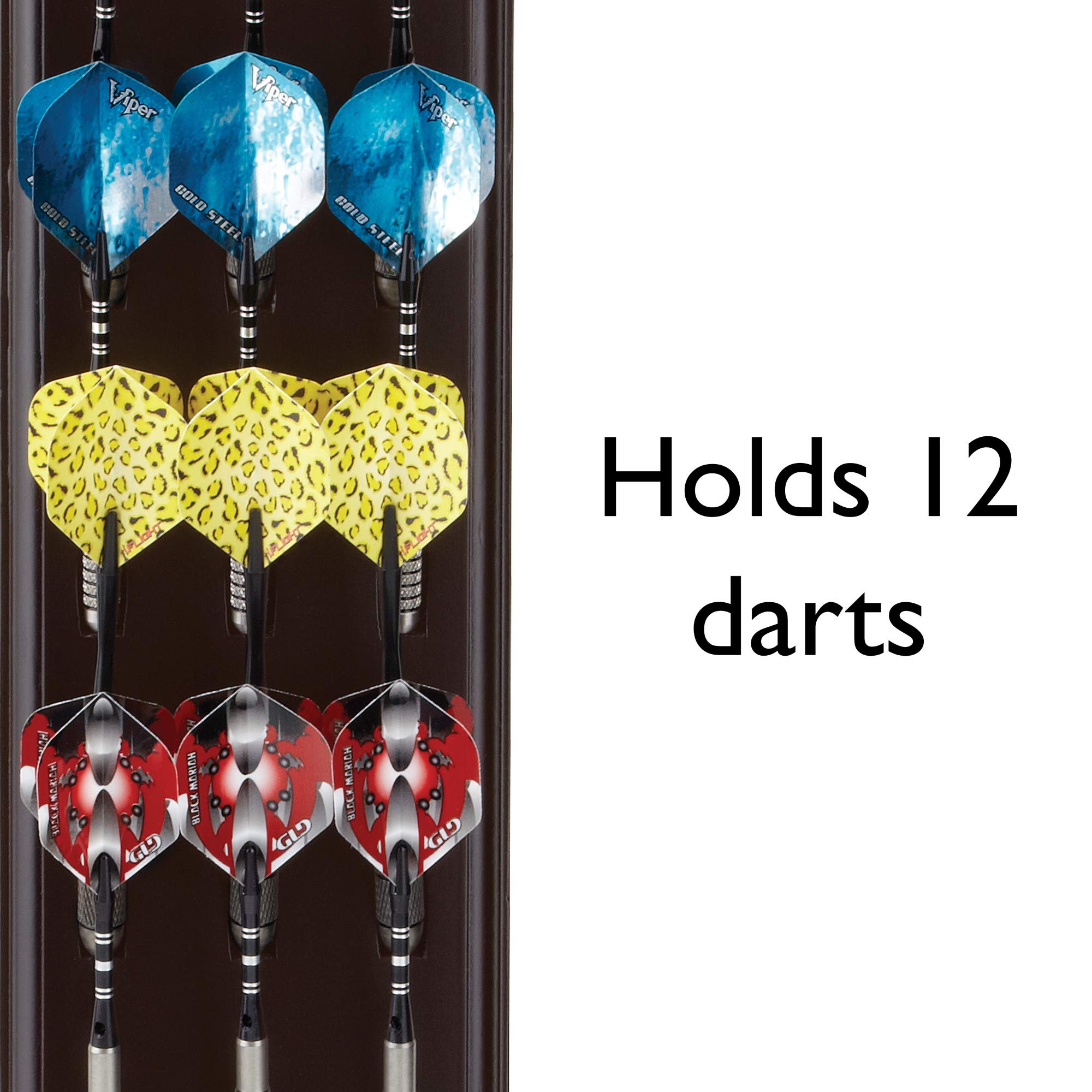 Viper Dart Caddy Solid Wood Wall Mounted Dart Holder / Stand, Displays 4 Sets Of Steel Or Soft Tip Darts, For All Sisal & Electr
