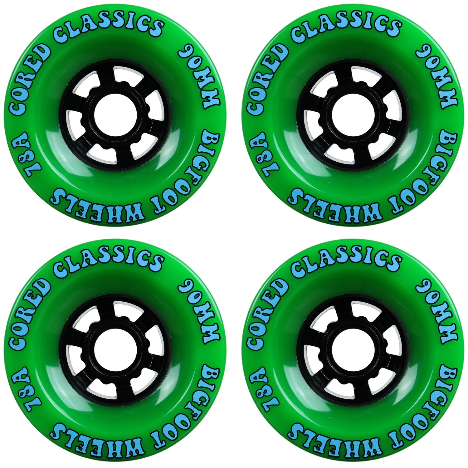 Bigfoot Cored Classics Longboard Wheels Green, 90Mm