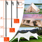 8 Pack Tent Stakes Heavy Duty Metal Tent Pegs For Camping Steel Tent Stakes 16 Inch Unbreakable And Inflexible