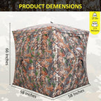 Portable Hunting Blind 270 See Through With Carrying Bag, 2-3 Person Pop Up Ground Blinds With Silent Zipper Door & Sliding Wind