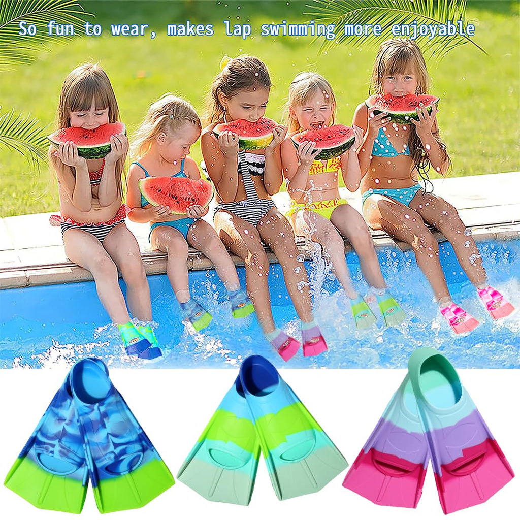 Fanwill Kids Swim Fins,Short Comfortable Flippers For Lap Swimming And Training For Children,Girls,Boys ,Beginners,Women (S)