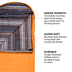 Teton Sports Celsius Regular Sleeping Bag; Great For Family Camping , Orange Poly Liner, 80 X 33-Inch, Right