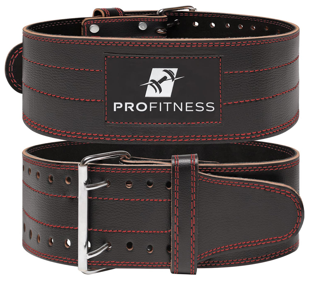 Weight Lifting Belts For Men And Woman Leather Weightlifting Belt Comes (Black/Red, Medium)