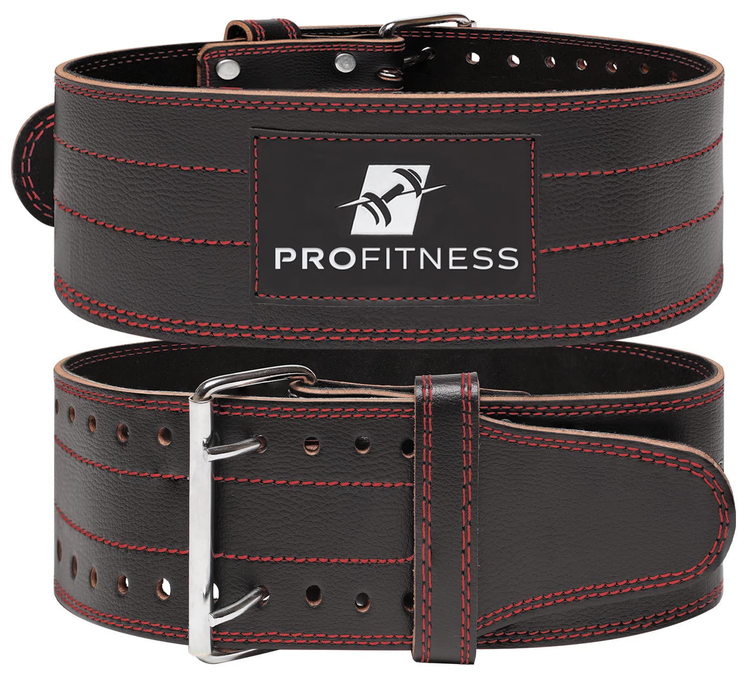 Weight Lifting Belts For Men And Woman Leather Weightlifting Belt Comes (Black/Red, Medium)