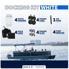 Five Oceans Boat Fenders Complete Set - Includes 4-Pack 4.5 X 16-Inch, White - Boat Bumpers Clips, Dock Lines 3/8'' X 15' - 4 Ro
