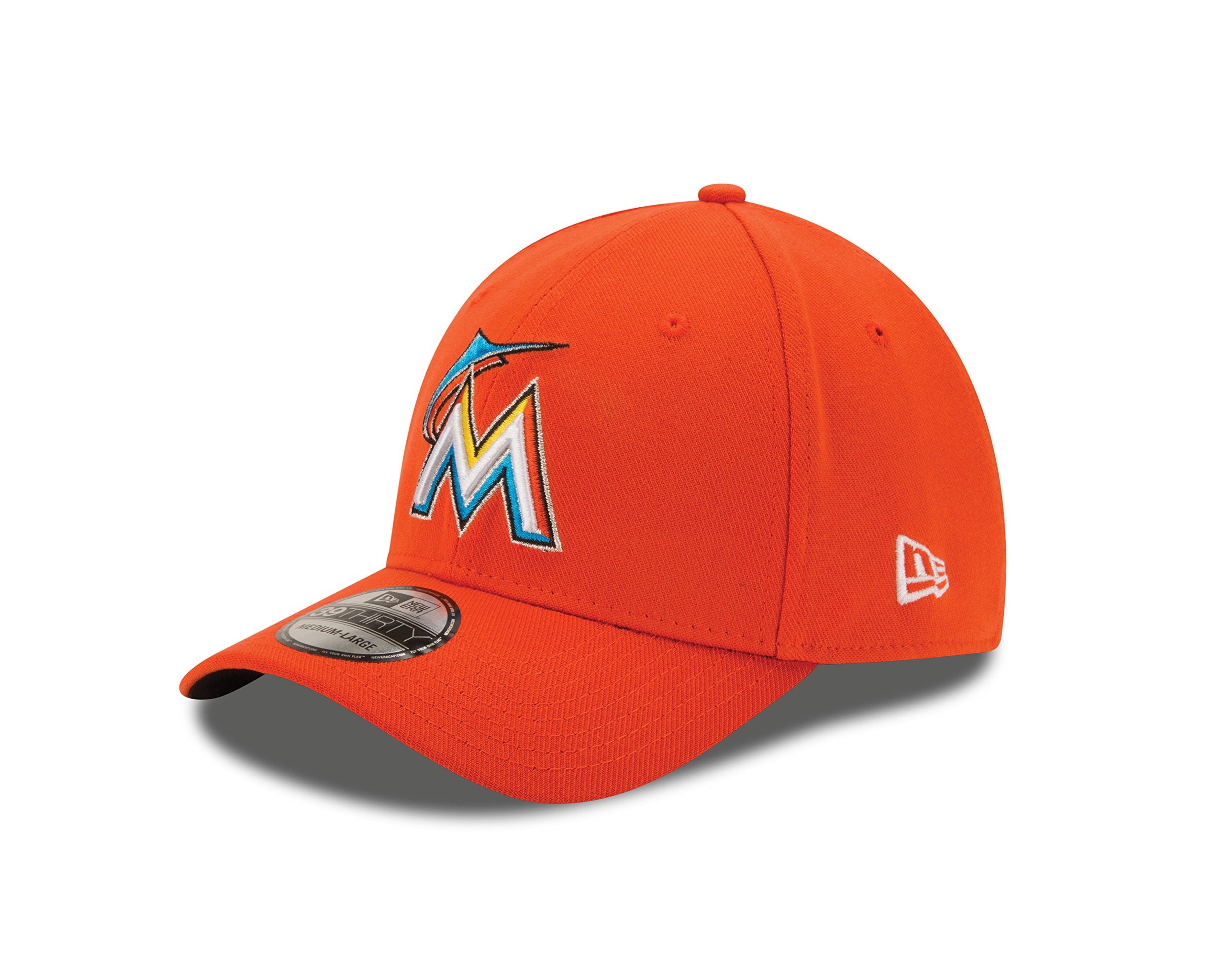 Mlb Miami Marlins Team Classic Road 39Thirty Stretch Fit Cap, Orange, Small/Medium