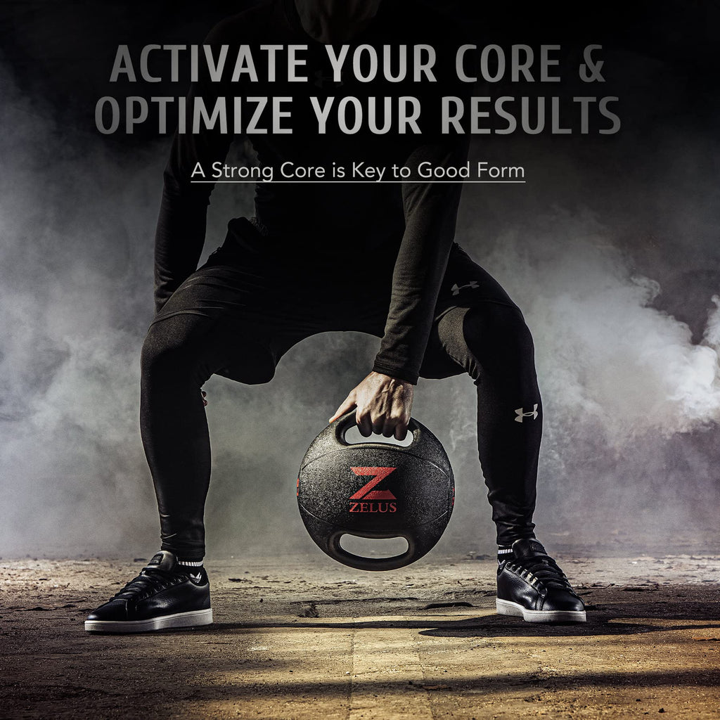 Zelus Medicine Ball With Dual Grip 10/20 Lbs Exercise Ball Weight Ball With Handles Textured Grip Exercise Ball Strength Trainin