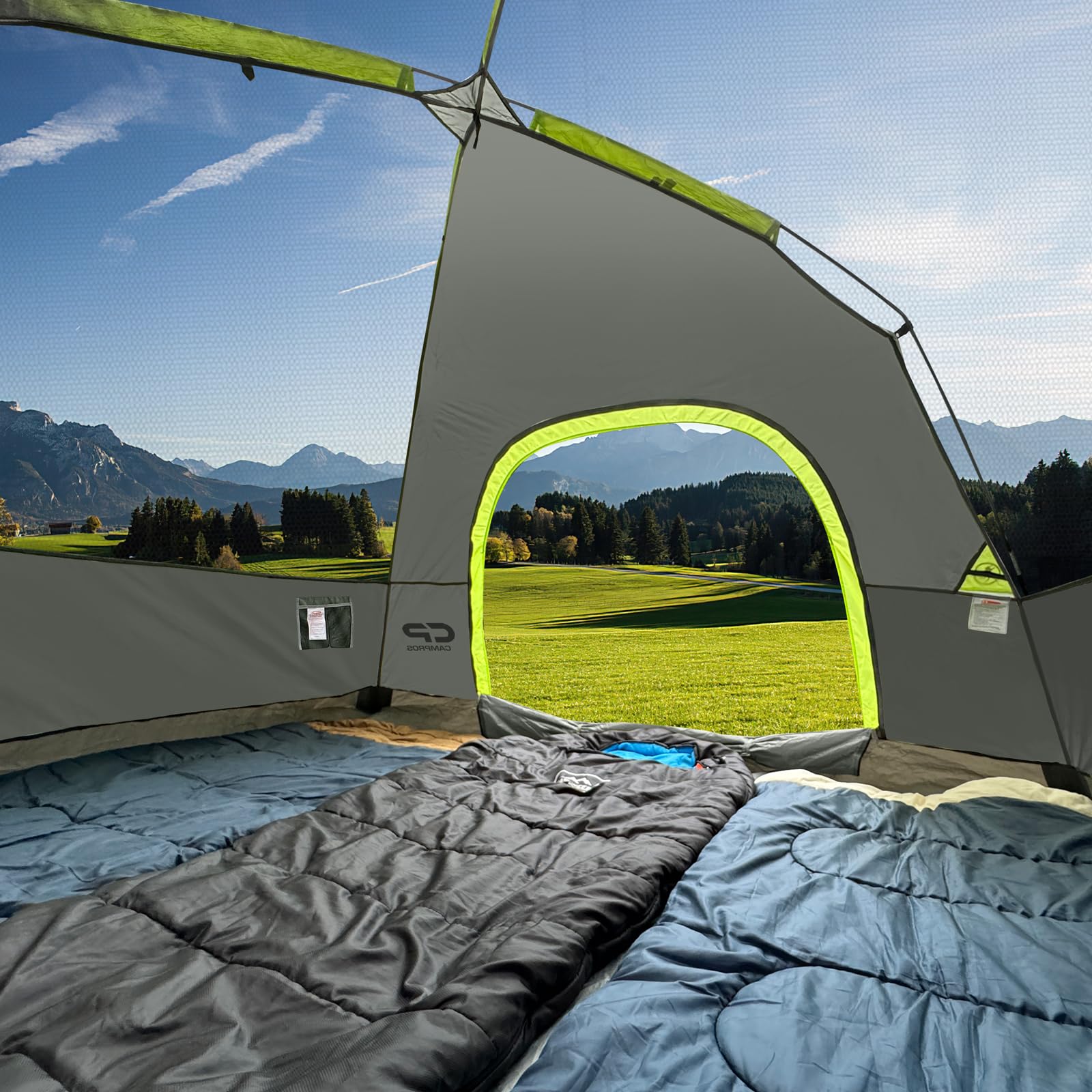Campros Cp 4 Person Tent, Dome Tents For Camping With Rainfly, Waterproof Camping Tent Easy Set Up, Portable Family Tent With La