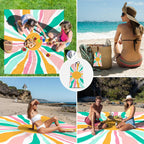 Beach Blanket Waterproof Sandproof, Oversized Picnic Blankets With Stakes And Sand Pockets, Lightweight Quick Drying, Extra-Larg