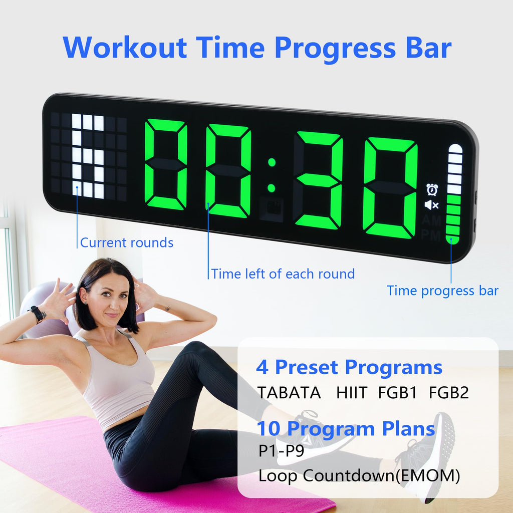 Gym Timer 15'' Large Wall Clocks For Home Gym, Interval Workout Countdown Clock Remote Control For Boxing Crossfit Fitness Tabat