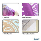 Sunlit Silky Soft 106X81 Boho Sand Proof Beach Blanket Sand Proof Mat With Corner Pockets And Mesh Bag For Beach Party, Travel,