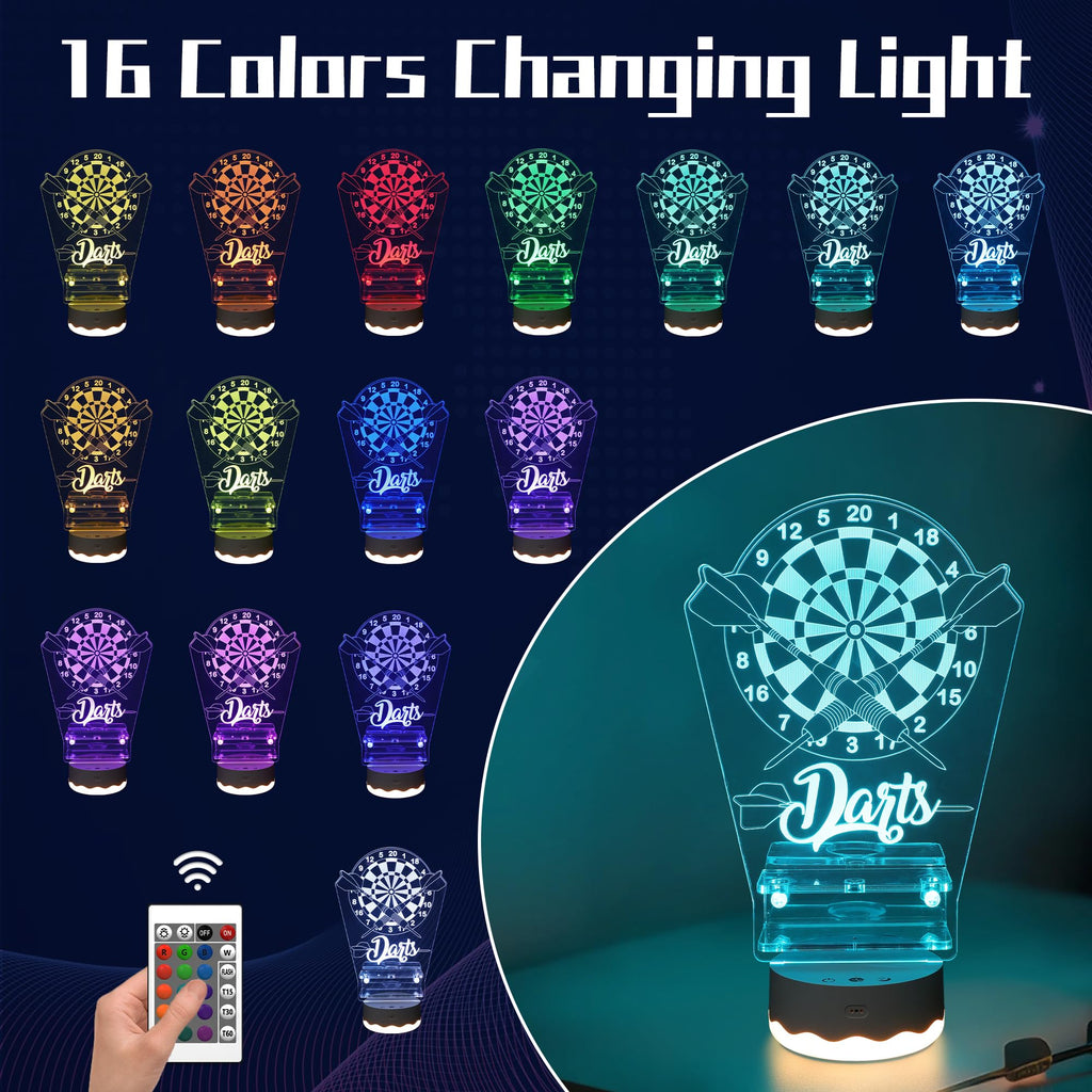 Coolgift Mart Light Up Dart Holder, 16 Colors Changing Lights Acrylic Dart Holder Stand With Remote Control, Birthday Christmas