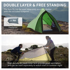 Naturehike Cloud Up Pro Backpacking Tent, Double Layer Waterproof 2 Person Tent With Footprint, Free Standing Lightweight Two Pe