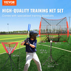 Vevor 7X7 Ft Baseball Softball Practice Net, Portable Baseball Training Net For Hitting Catching Pitching, Backstop Equipment Wi