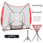 Vevor 7X7 Ft Baseball Softball Practice Net, Portable Baseball Training Net For Hitting Catching Pitching, Backstop Equipment Wi