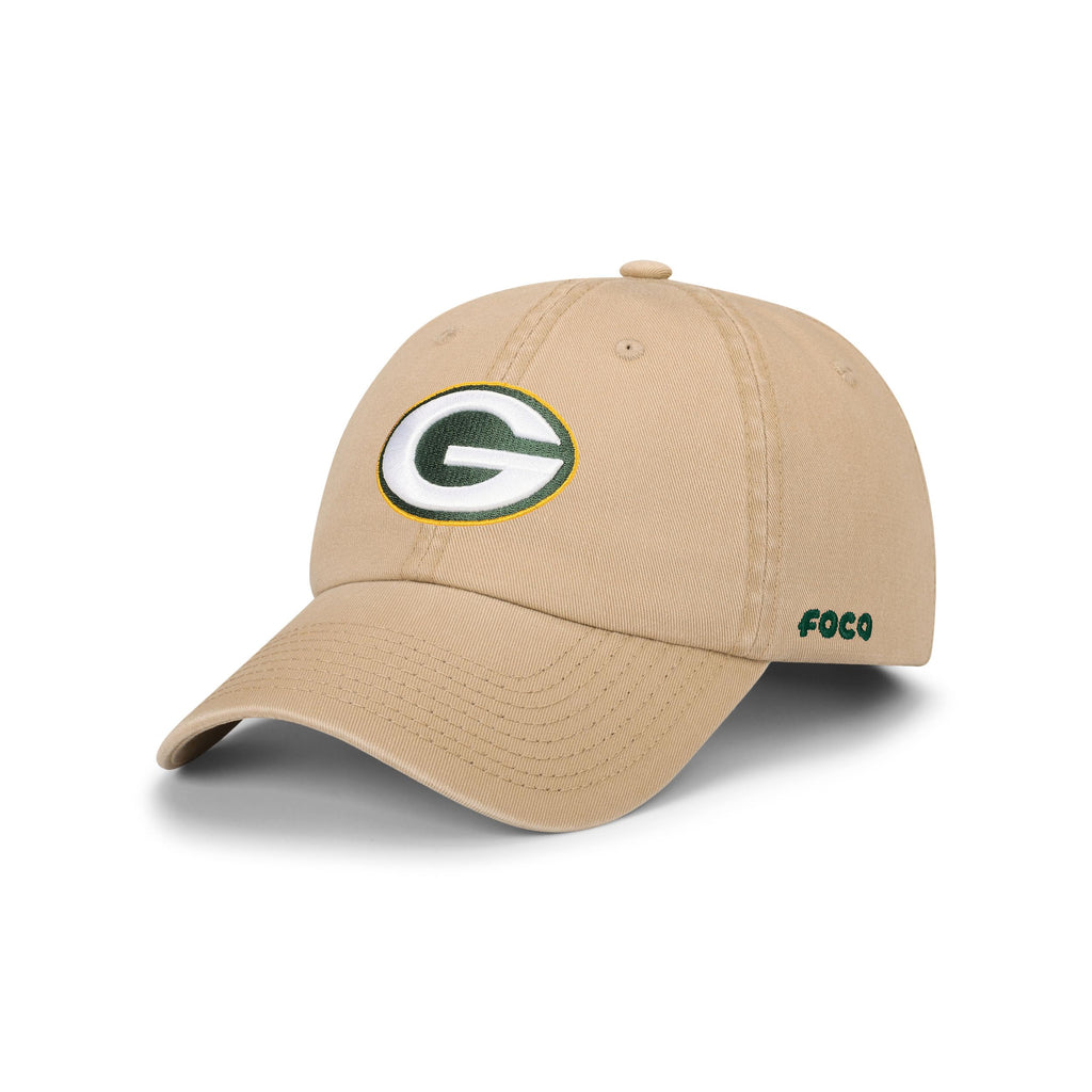 Foco Men'S Green Bay Packers-Khaki Cap Nfl Logo Casual Hat, Team Color