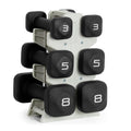 Tone Fitness 32 LB Neoprene Dumbbell Set with Storage Rack - Non-Slip, Anti-Roll Hand Weights for Home Gym Workouts - Black