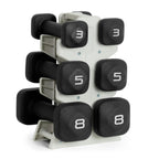 Tone Fitness 32 LB Neoprene Dumbbell Set with Storage Rack - Non-Slip, Anti-Roll Hand Weights for Home Gym Workouts - Black