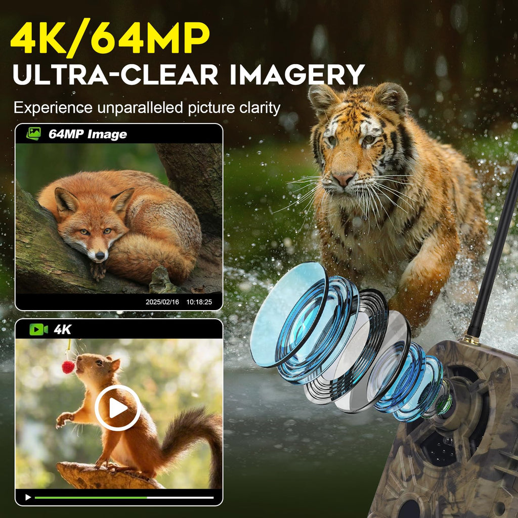 Xjwecavi Trail Camera Wifi 4K 48Mp With Night Vision Ip66 Waterproof 0.1S Trigger Speed And Bundled With 32Gb Memory Card, Card
