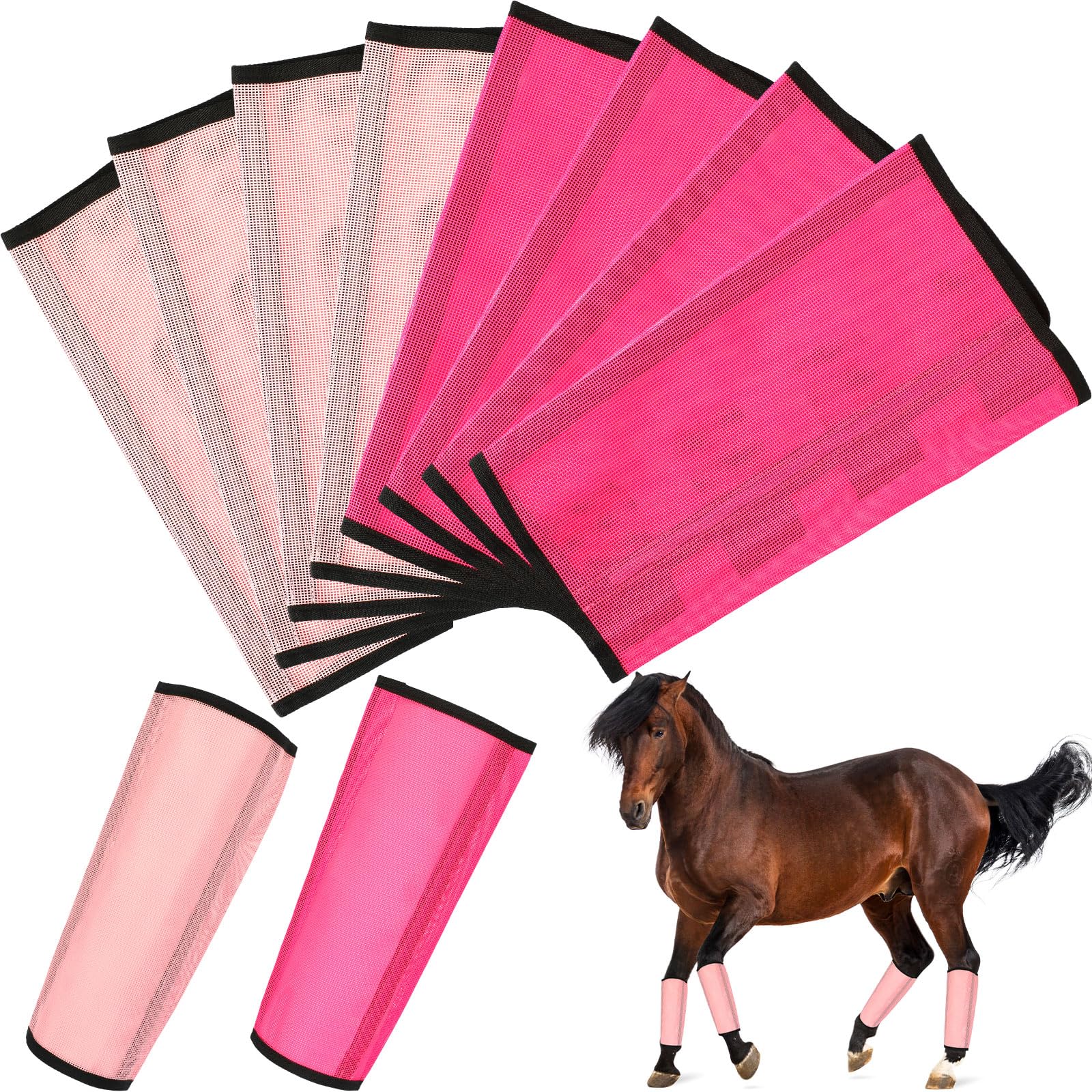 Bulyoou 8 Pcs Mesh Fly Boots for Horse Breathable Mesh Horse Boots Protective Horse Leg Wraps Horse Leggings for Preventing Flie