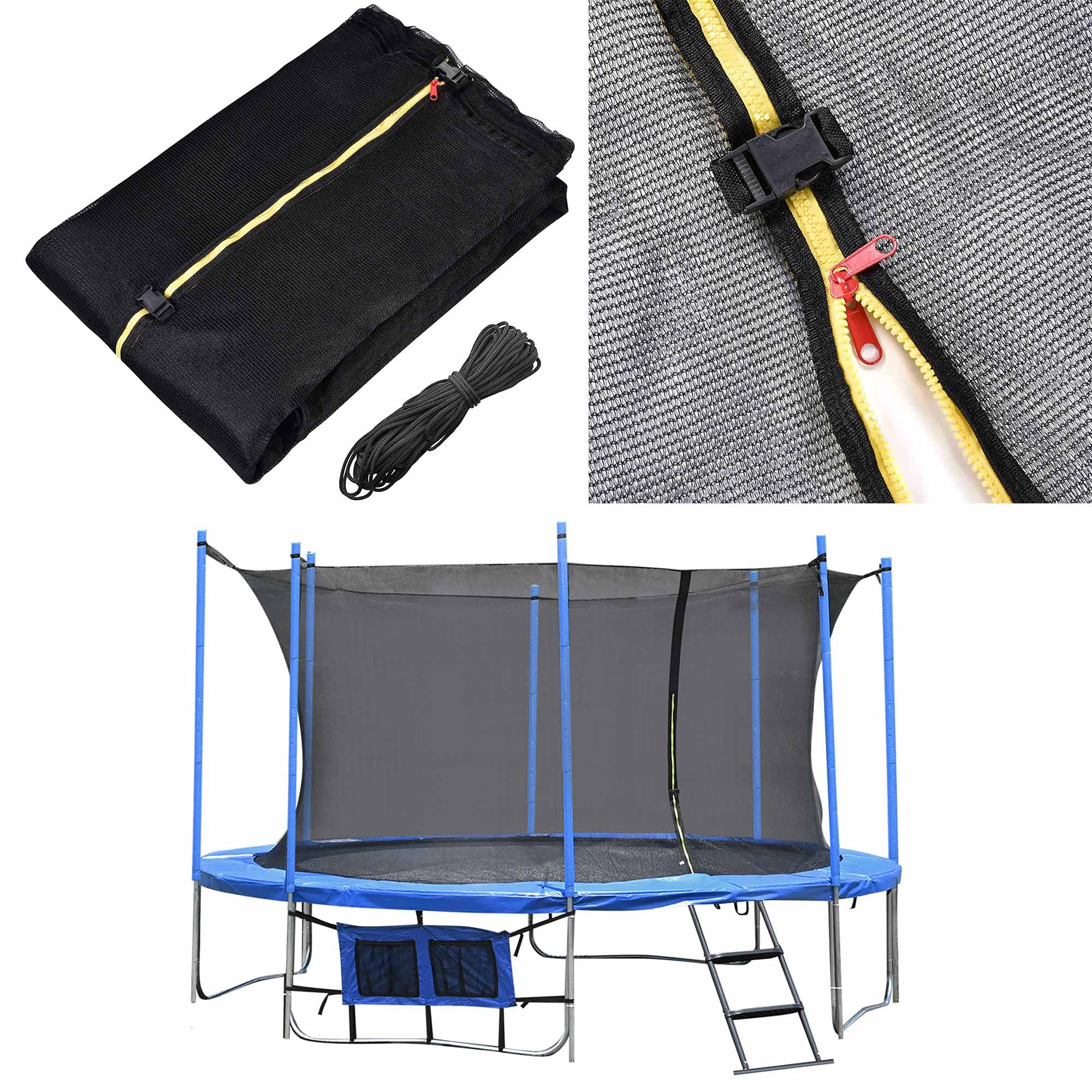 AW Trampoline Safety Net Trampoline Net Replacement 15 FT 8 Poles Replacement Safety Netting Trampoline Accessories Internal Net