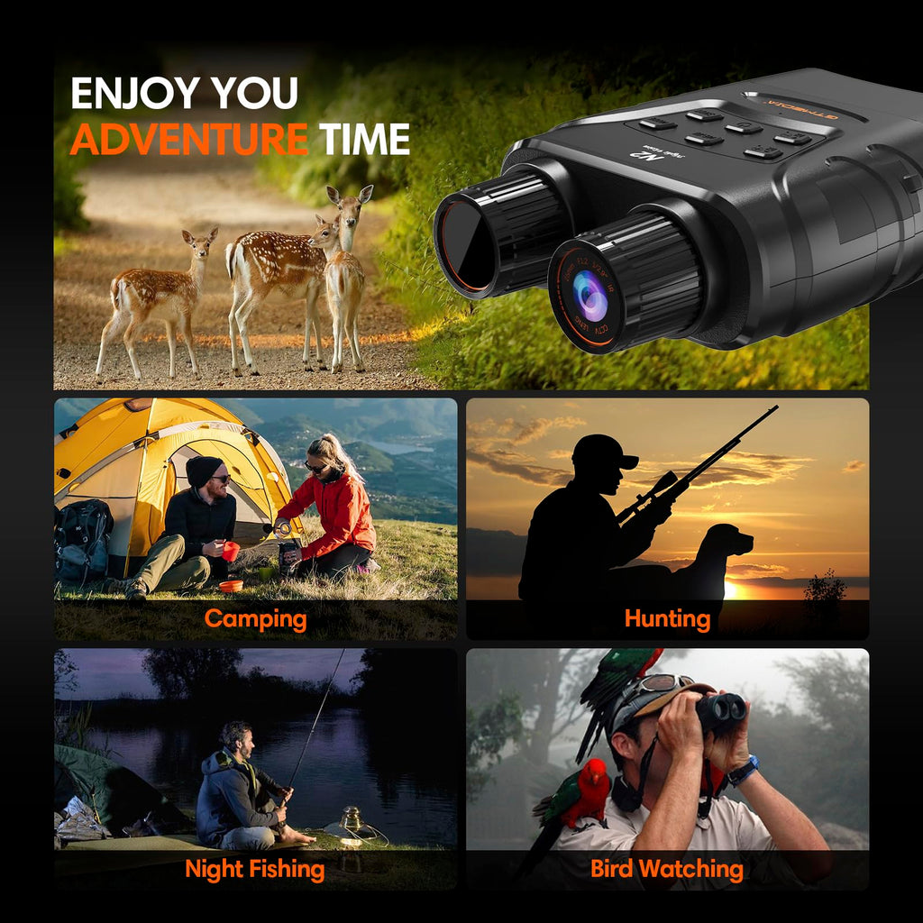 Night Vision Goggles - 5K Night Vision Goggles For Adults, Rechargeable Infrared Night Binocular 5X Digital Zoom External Flashl