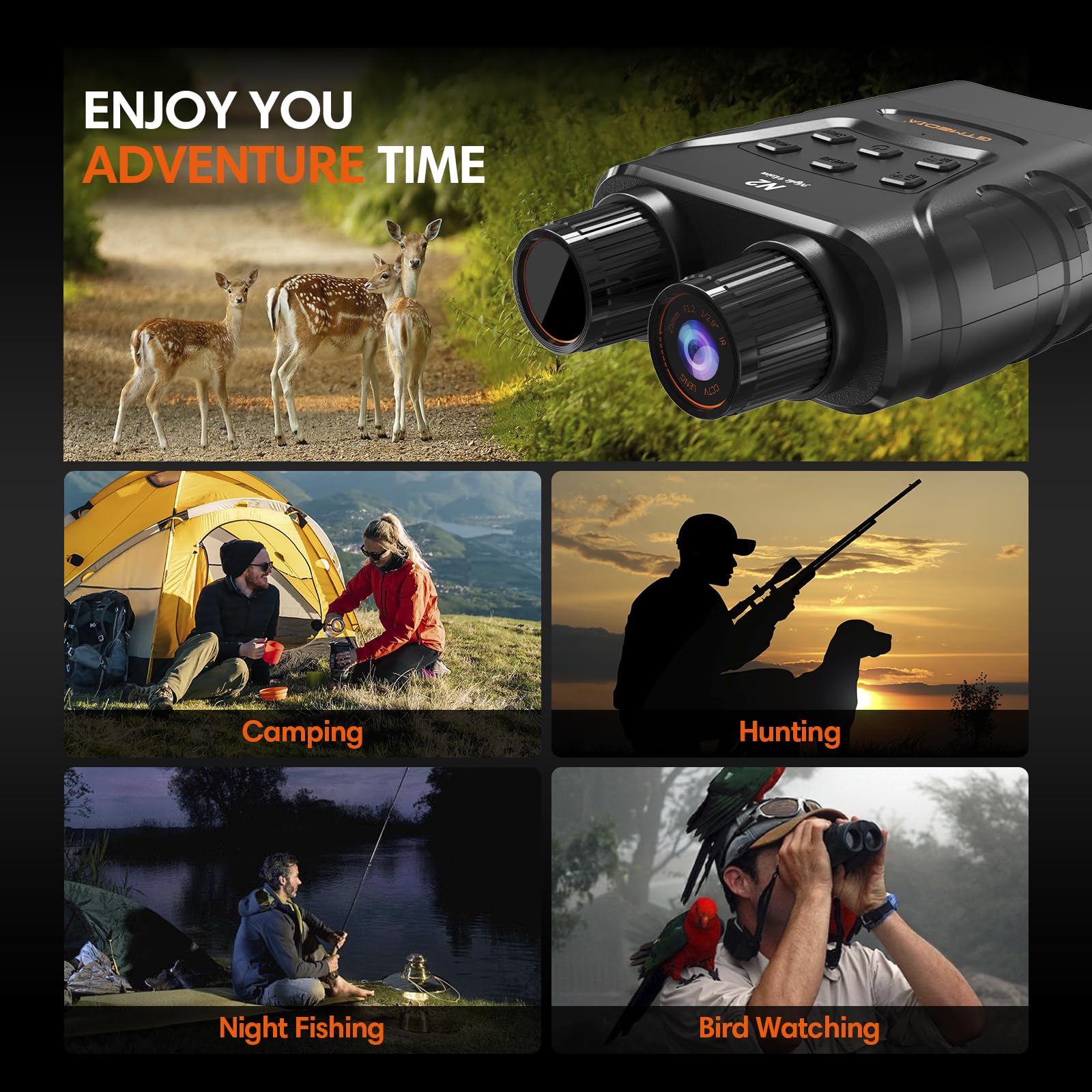Night Vision Goggles - 5K Night Vision Goggles For Adults, Rechargeable Infrared Night Binocular 5X Digital Zoom External Flashl