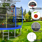 Lyromix Upgraded 8FT Trampoline for Kids and Adults, Large Outdoor Trampoline with Basketball,Stakes, Light, Sprinkler,Basketbal
