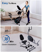 Recumbent Exercise Bike For Seniors - 400Lb Weight Capacity Recumbent Bikes With Comfortable Seat, Pulse Sensor, 16-Level Resist