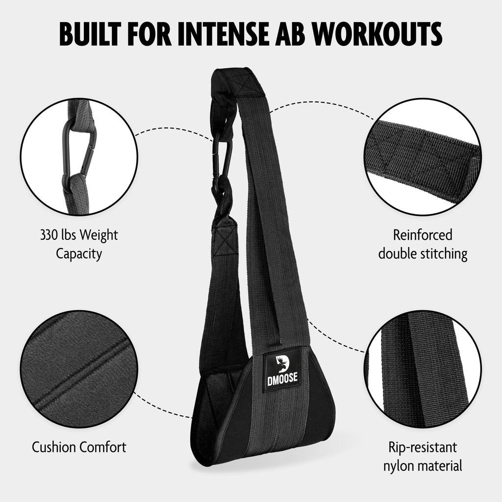 Dmoose Fitness Hanging Ab Straps For Pull Up Bar & Core Strength Training - Thick Padded Arm Strap For Ab Swing With 2 Rust-Resi