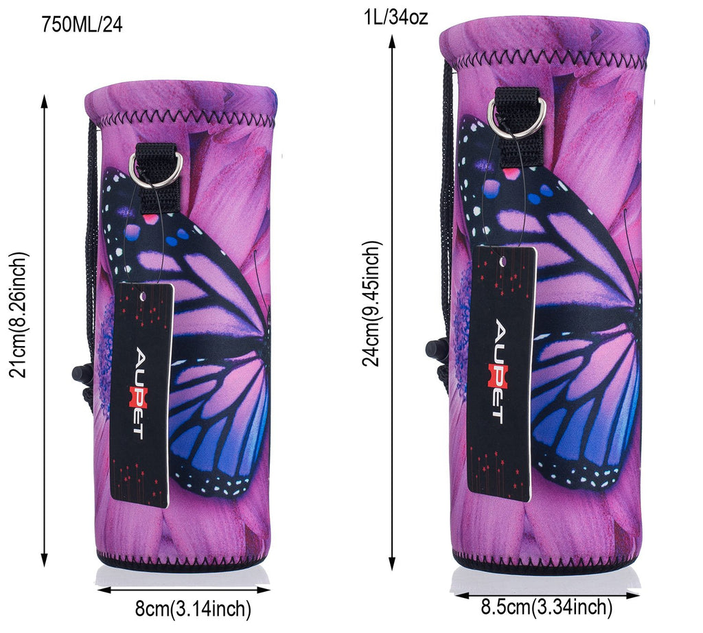 Aupet Water Bottle Carrier,Insulated Neoprene Water Bottle Holder Bag Case Pouch Cover 1.2L/40Oz, Adjustable Shoulder Strap, Gre