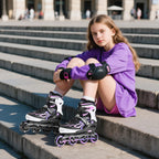 2PM SPORTS Vinal Inline Skates for Girls Boys Kids Ages 5-8 8-12 with Adjustable Illuminating Wheels, Inline Roller Skates for Y