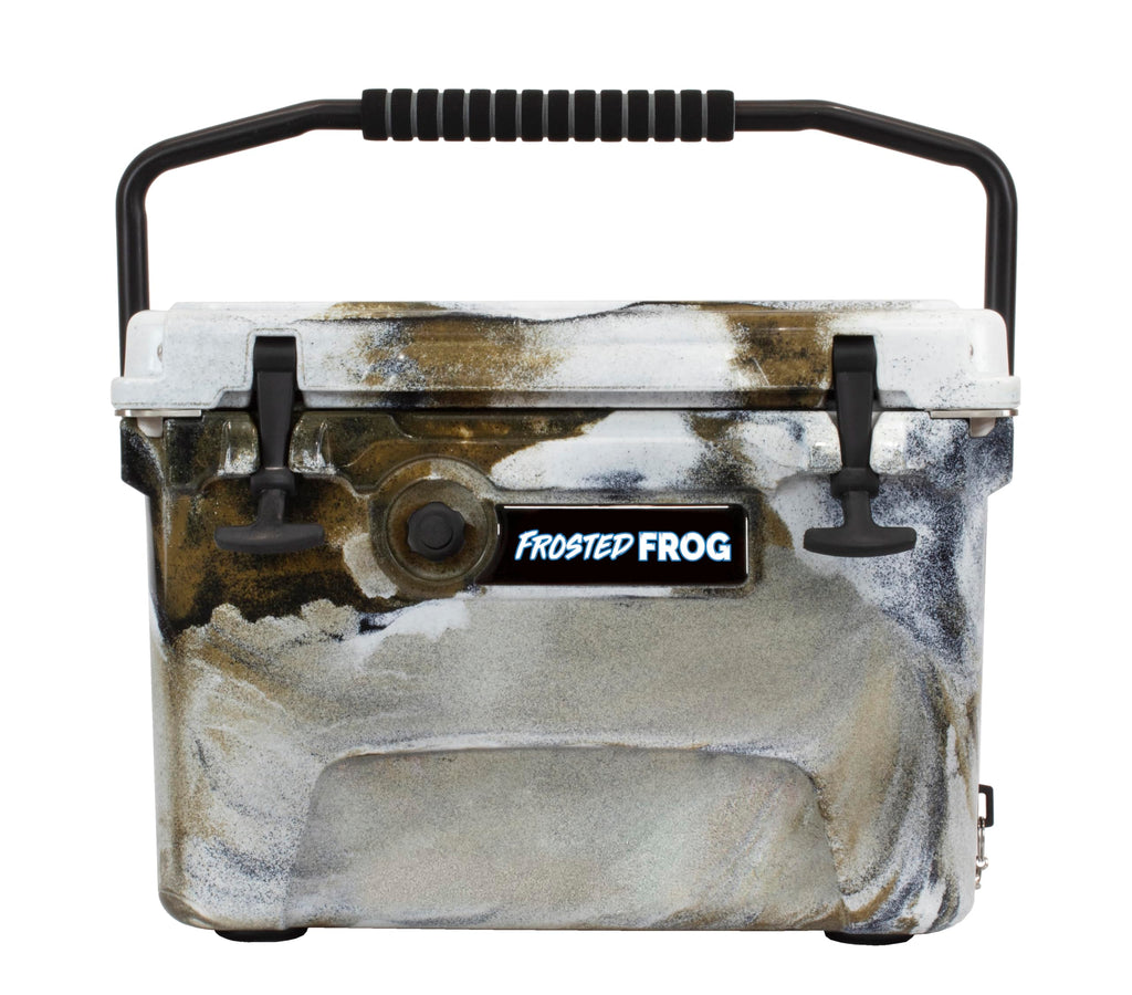 Frosted Frog Desert Camo 20 Quart Ice Chest Heavy Duty High Performance Roto-Molded Commercial Grade Insulated Cooler
